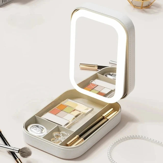 LED Mirror Cosmetic Travel Case