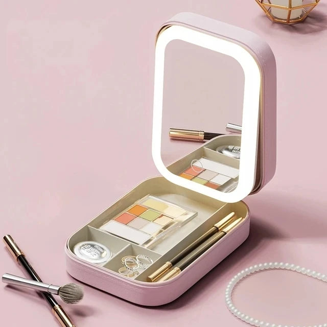 LED Mirror Cosmetic Travel Case